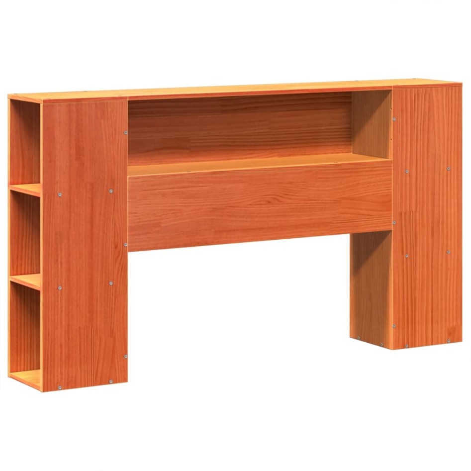 Cama sin colchón madera maciza de pino marrón cera 160x200