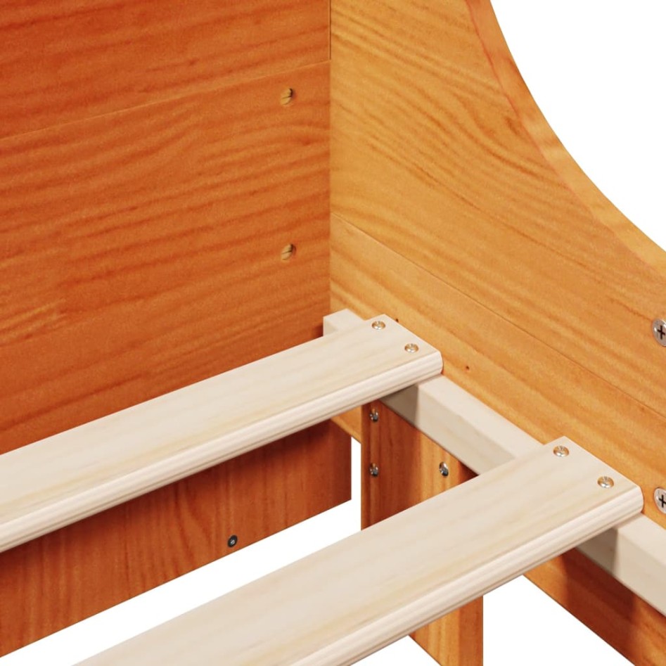 Cama sin colchón madera maciza de pino marrón cera 200x200