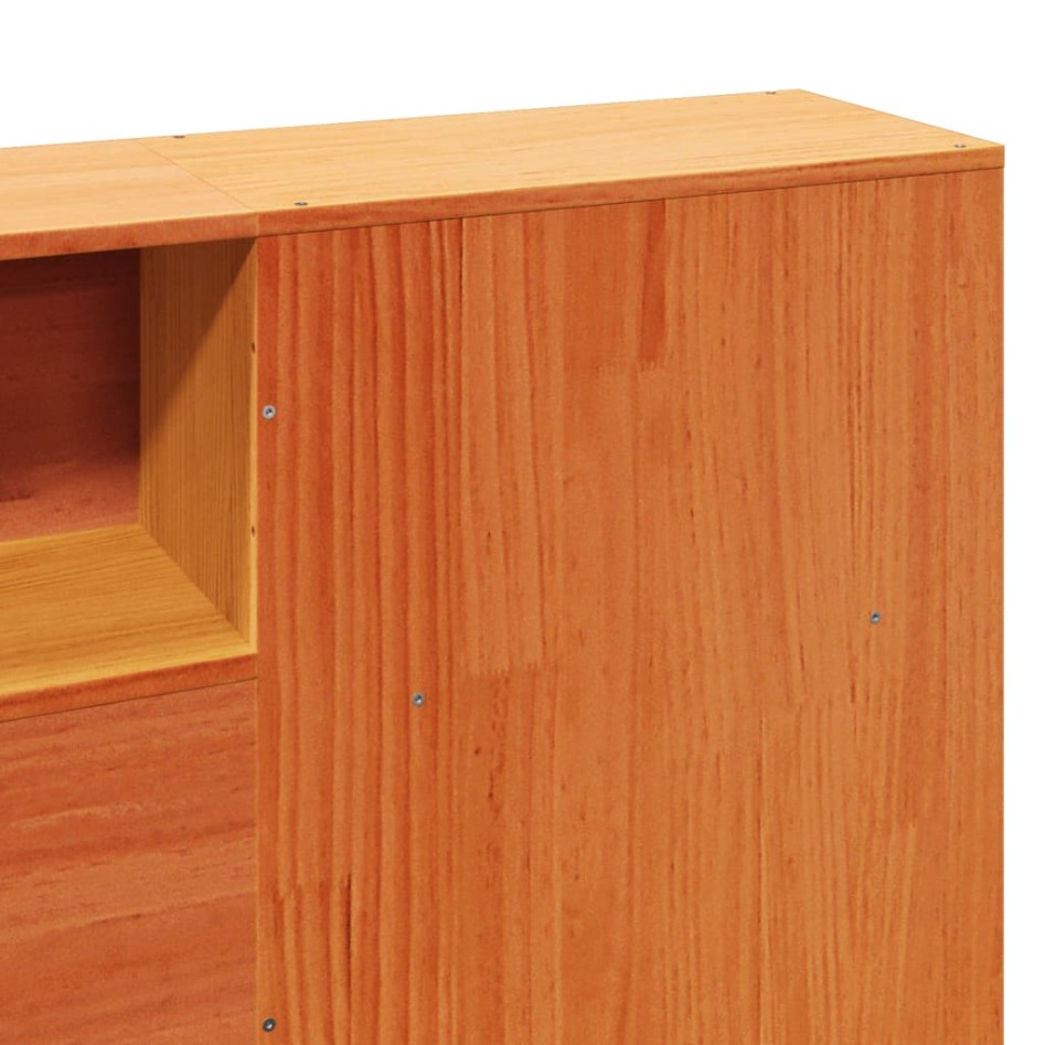 Cama sin colchón madera maciza de pino marrón cera 200x200