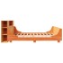 Cama sin colchón madera maciza de pino marrón cera 180x200