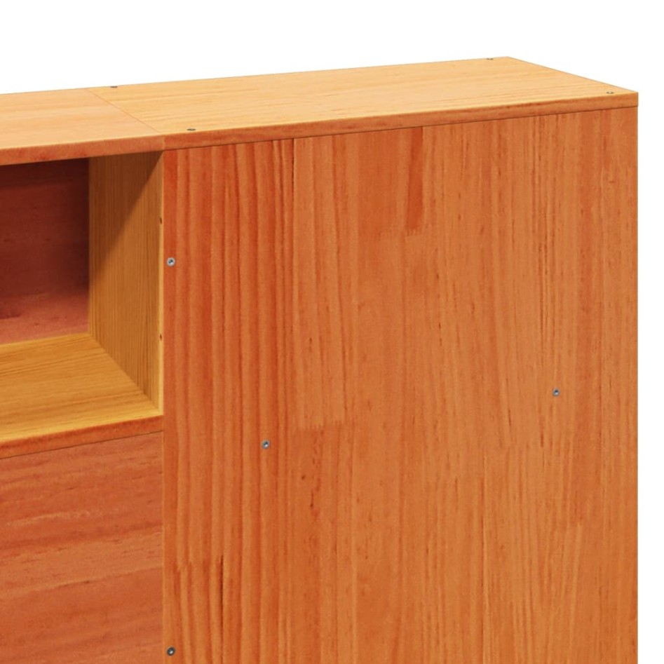 Cama sin colchón madera maciza de pino marrón cera 180x200