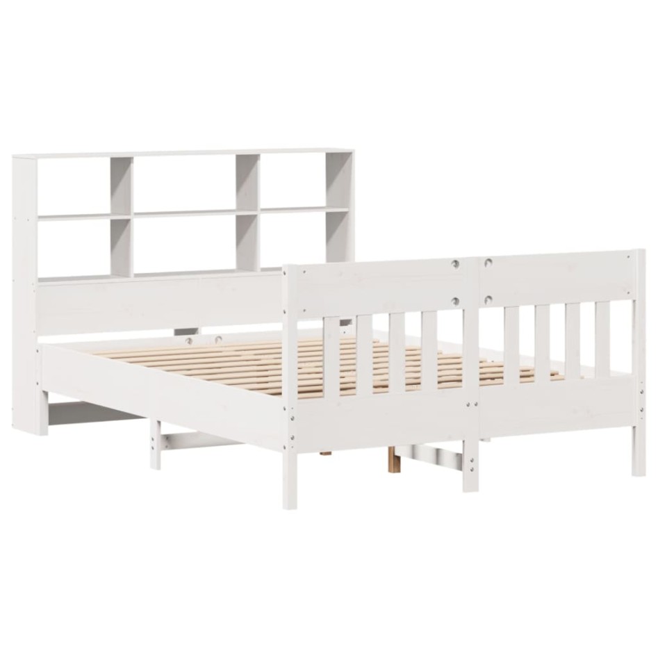 Estructura de cama sin colchón madera de pino blanca 150x200