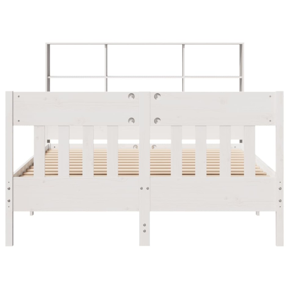 Estructura de cama sin colchón madera de pino blanca 150x200