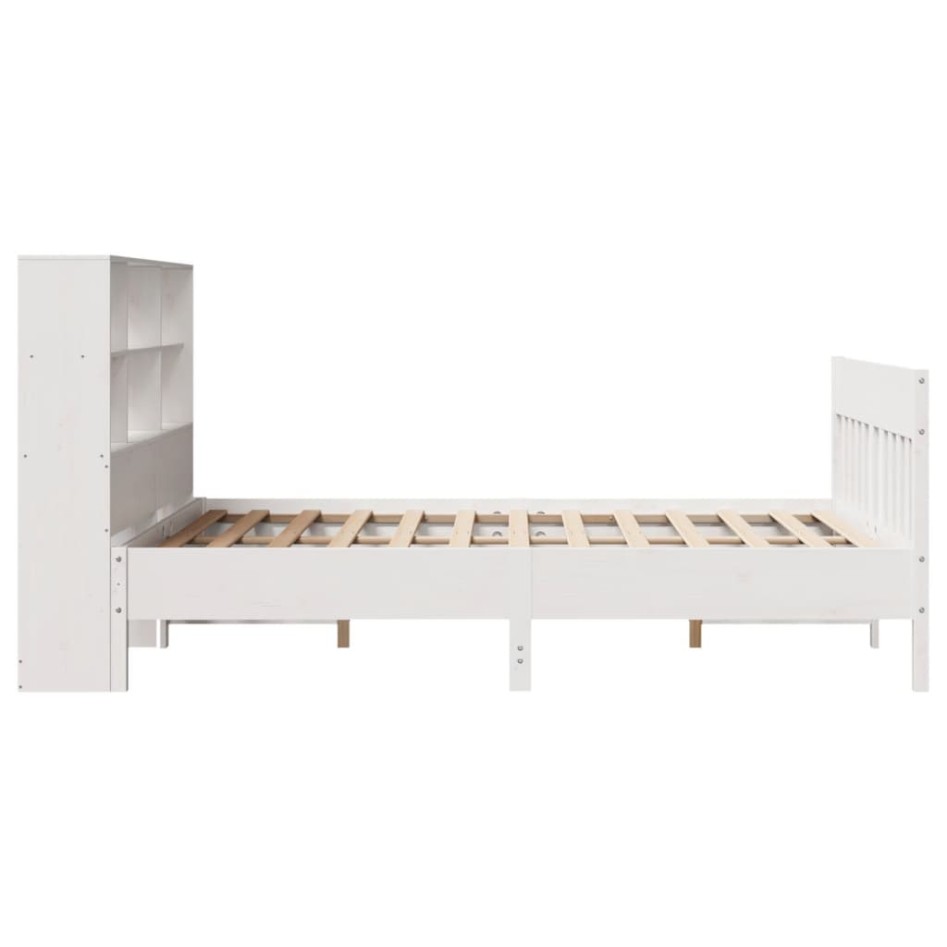 Estructura de cama sin colchón madera de pino blanca 150x200
