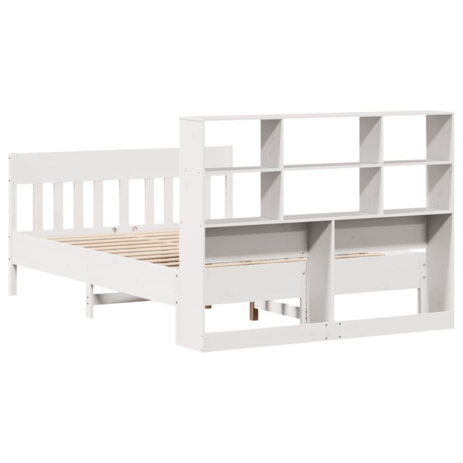 Estructura de cama sin colchón madera de pino blanca 150x200