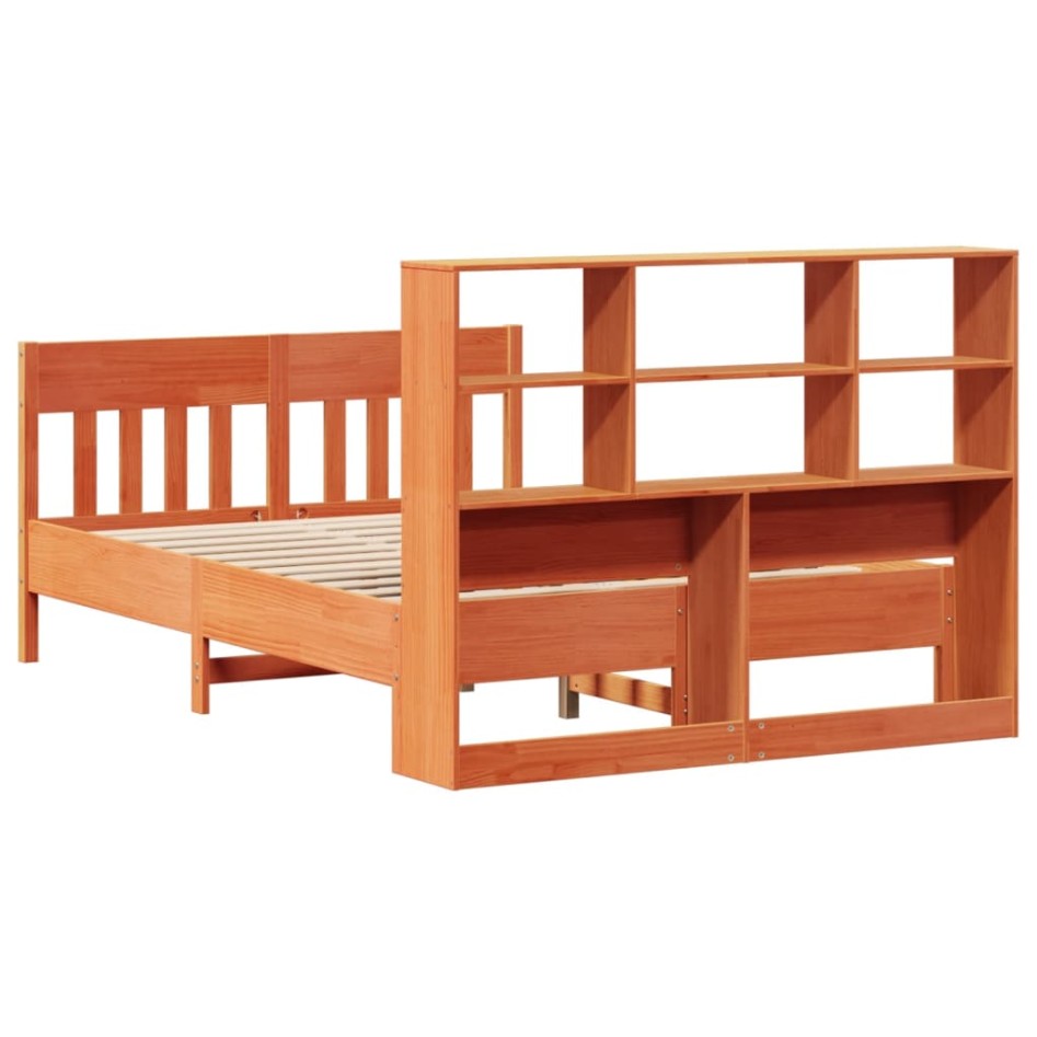 Estructura de cama sin colchón madera maciza marrón 135x190