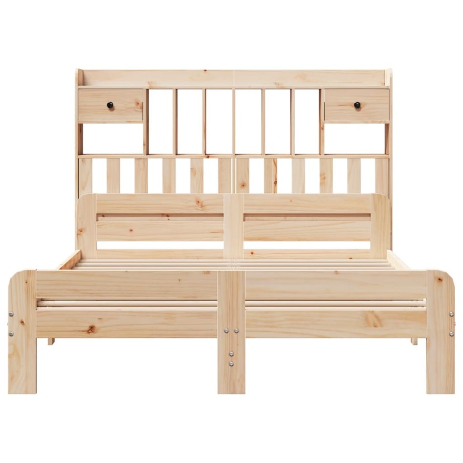 Cama con estantería sin colchón madera maciza de pino
