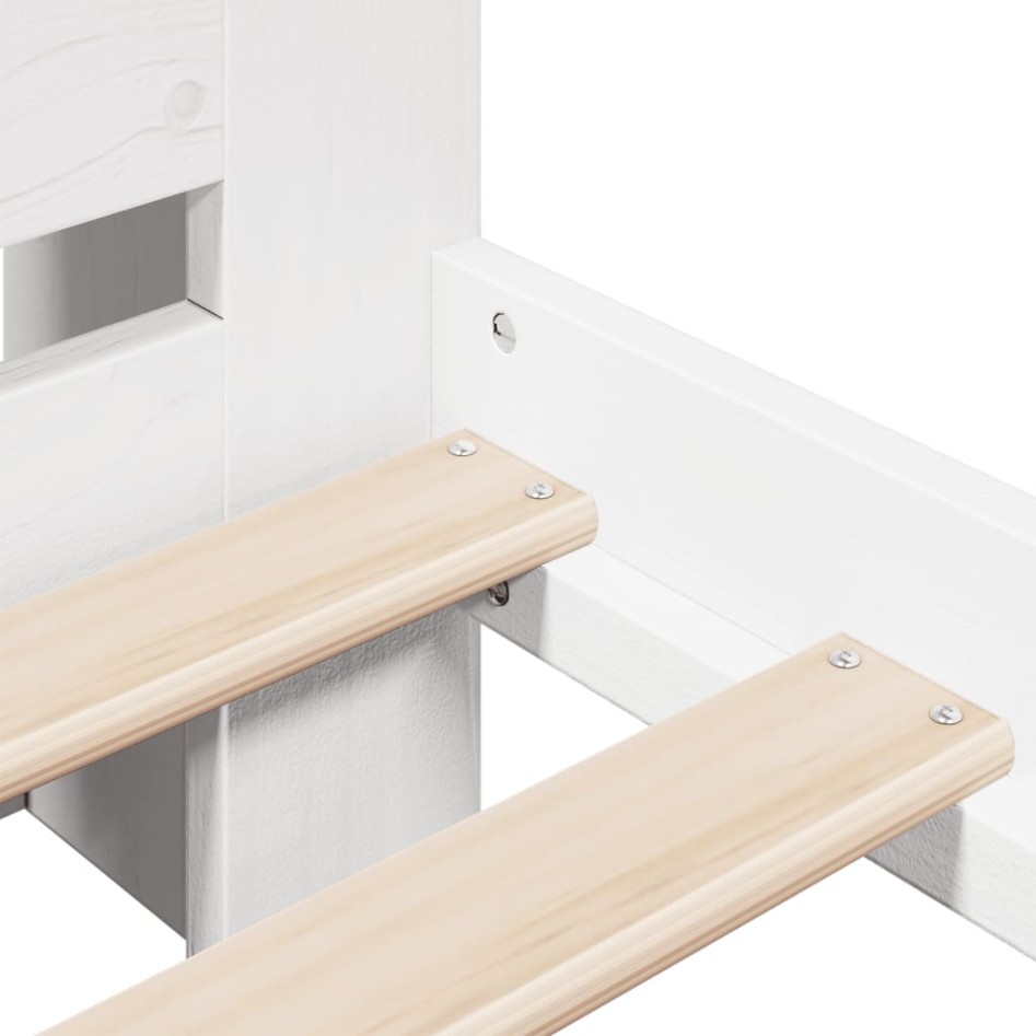 Cama con estantería sin colchón madera maciza blanca 140x200