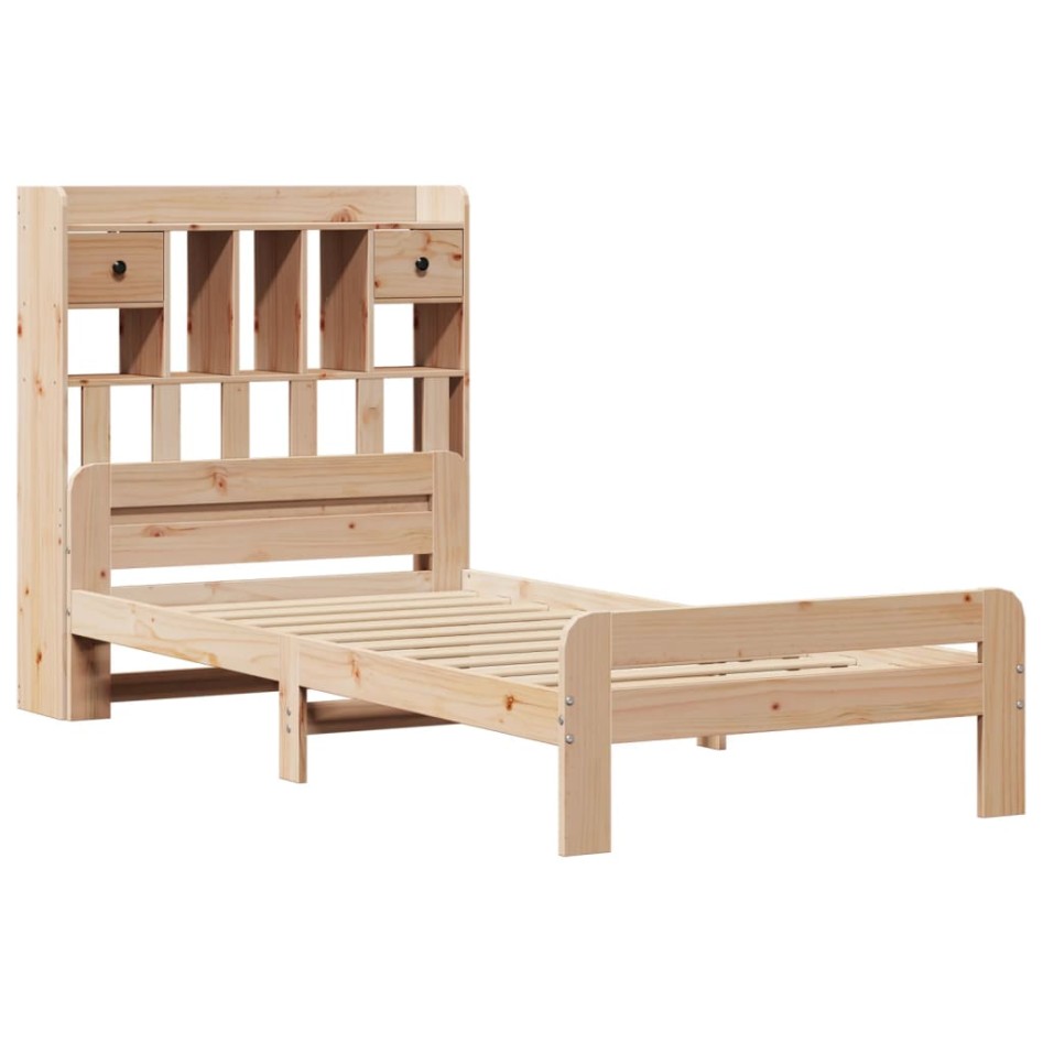 Cama con estantería sin colchón madera maciza de pino 75x190