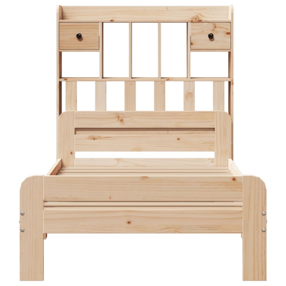 Cama con estantería sin colchón madera maciza de pino 75x190