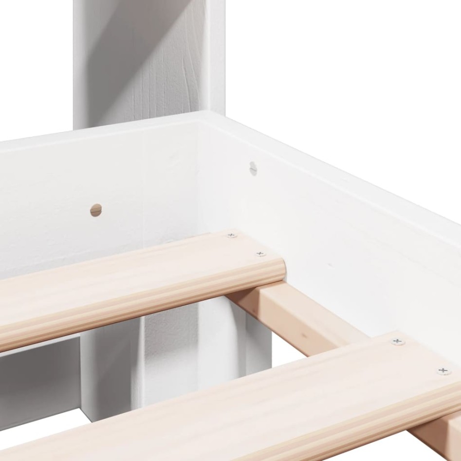 Cama con estantería sin colchón madera maciza blanca 160x200