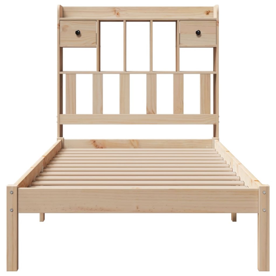 Cama con estantería sin colchón madera maciza de pino