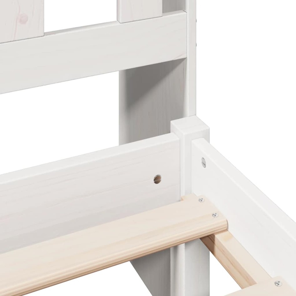 Cama con estantería sin colchón madera maciza blanca 135x190