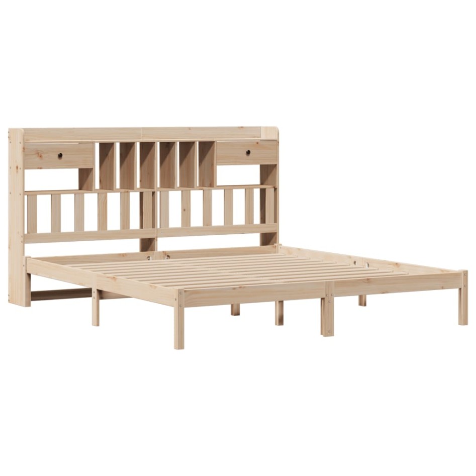 Cama con estantería sin colchón madera maciza de pino