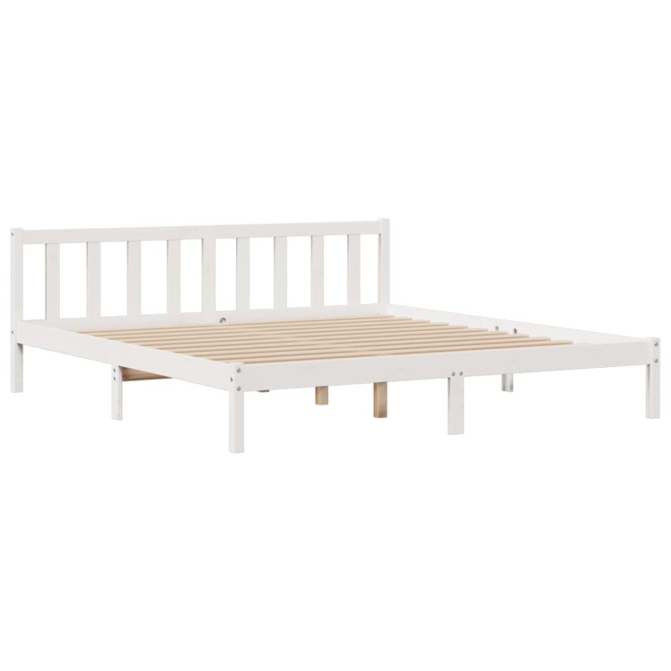 Cama con estantería sin colchón madera maciza blanca 180x200