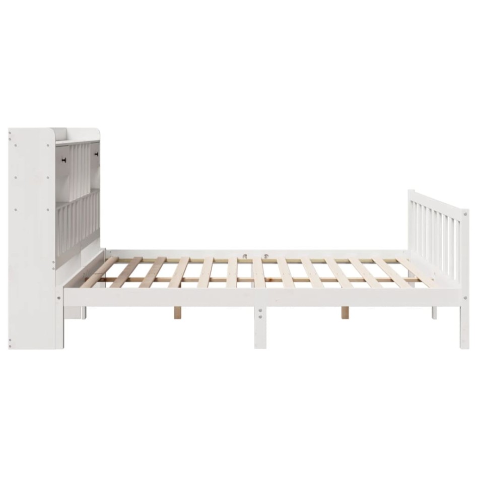 Cama con estantería sin colchón madera maciza blanca 180x200