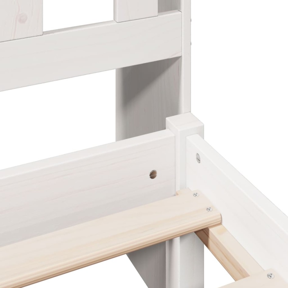 Cama con estantería sin colchón madera maciza blanca 150x200