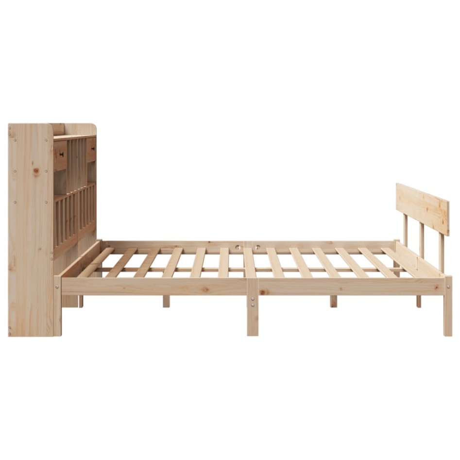 Cama con estantería sin colchón madera maciza de pino