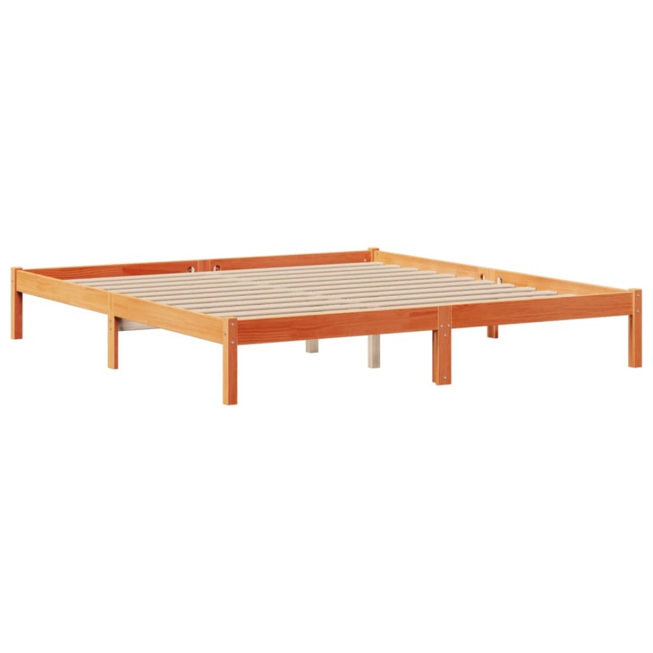 Cama con estantería sin colchón madera maciza marrón 200x200