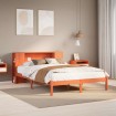 Cama con estantería sin colchón madera maciza marrón 120x200cm