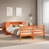 Cama con estantería sin colchón madera maciza marrón 160x200