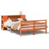 Cama con estantería sin colchón madera maciza marrón 160x200