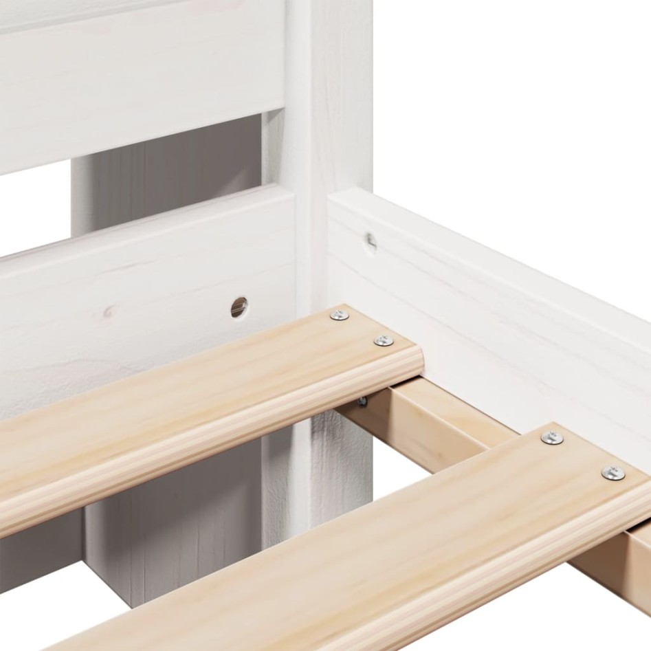 Cama con estantería sin colchón madera maciza blanca 135x190