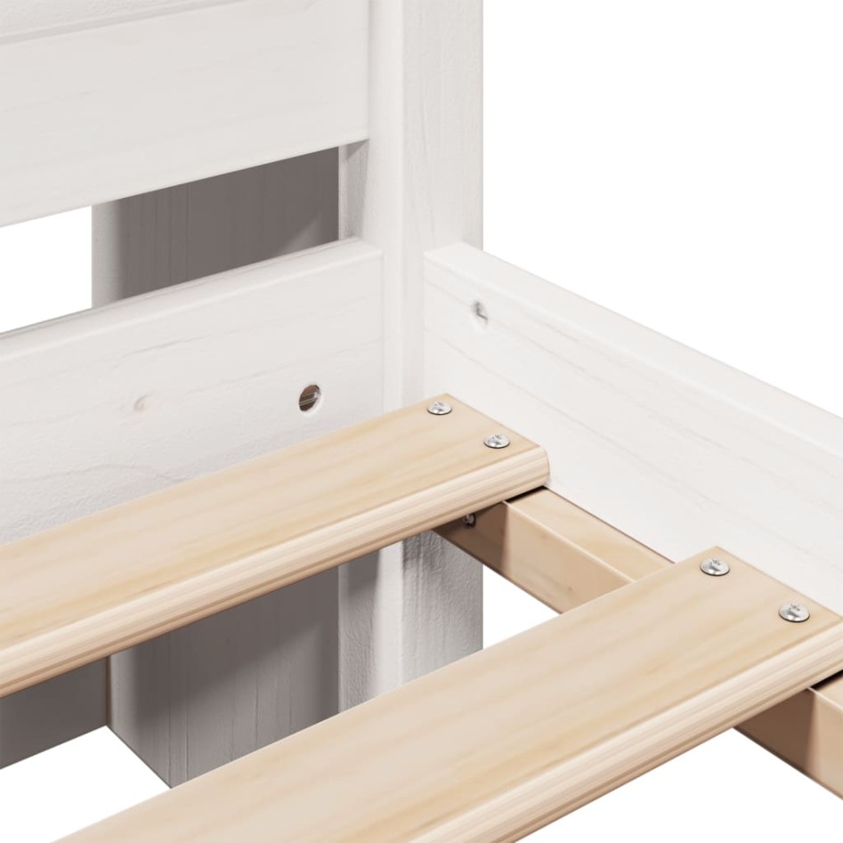 Cama con estantería sin colchón madera maciza blanca 150x200