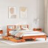 Cama con estantería sin colchón madera maciza marrón 160x200