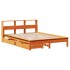Cama con estantería sin colchón madera maciza marrón 160x200