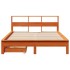 Cama con estantería sin colchón madera maciza marrón 160x200
