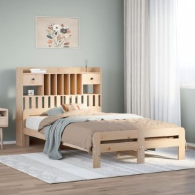 Cama con estantería sin colchón madera maciza de pino
