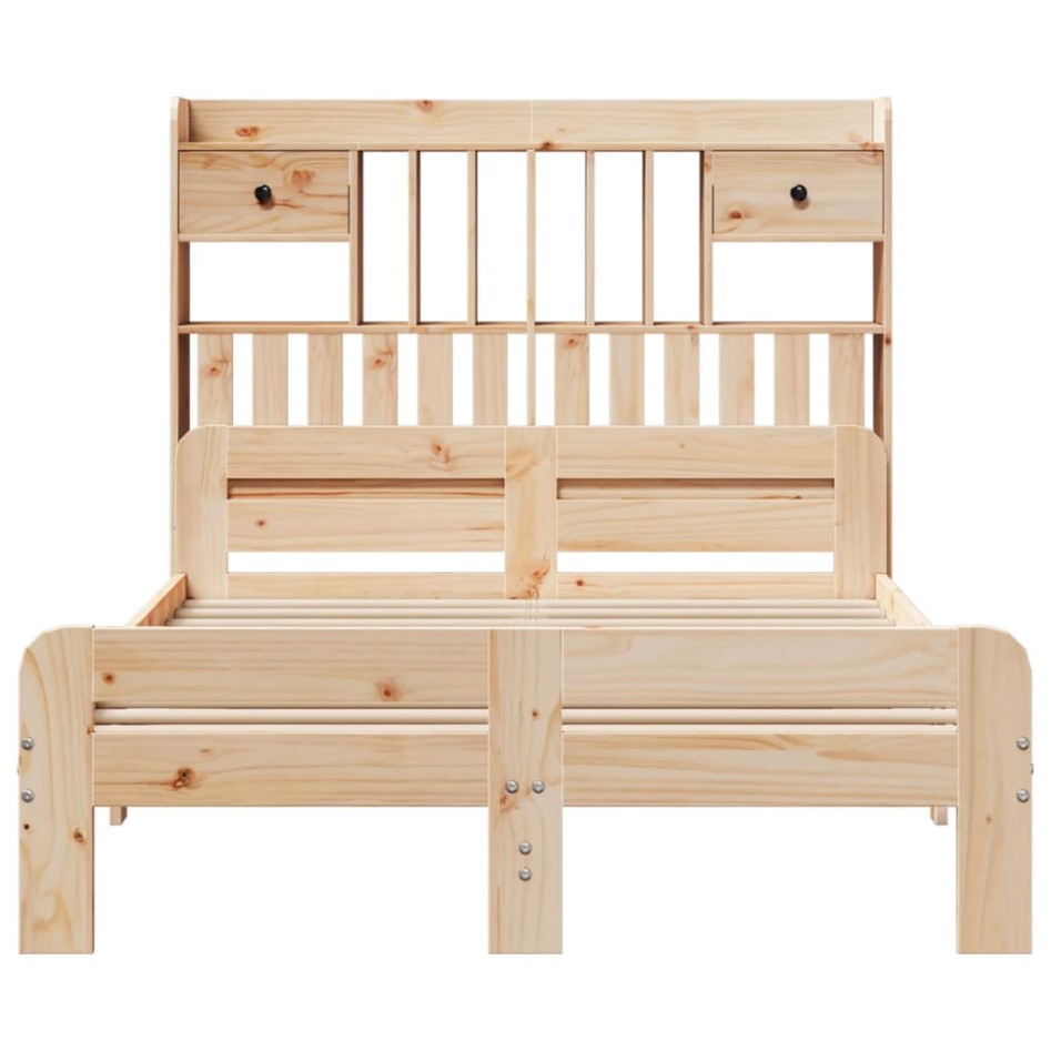 Cama con estantería sin colchón madera maciza de pino