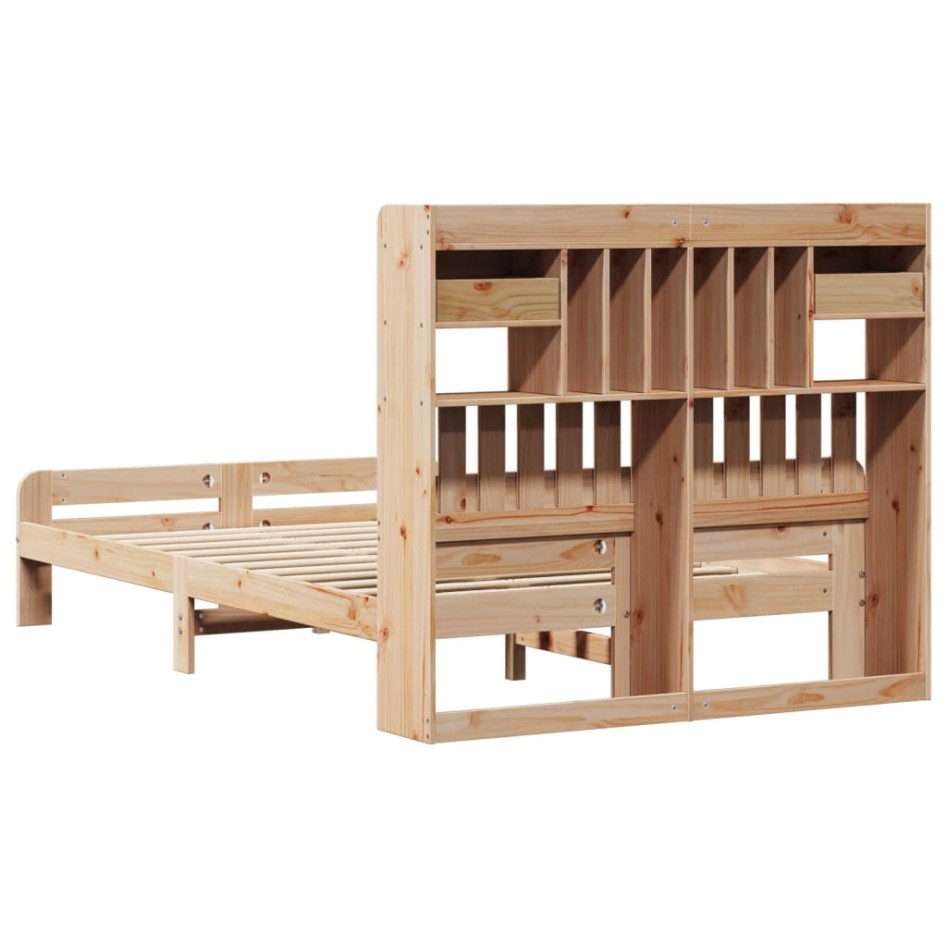 Cama con estantería sin colchón madera maciza de pino
