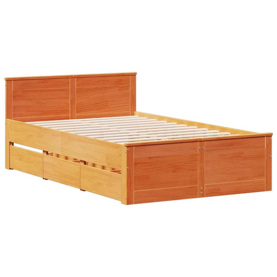 Cama con estantería sin colchón madera maciza marrón