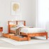 Cama con estantería sin colchón madera maciza marrón 90x190