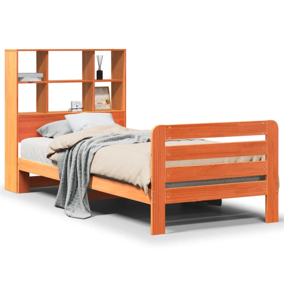 Estructura de cama sin colchón madera de pino marrón 90x200
