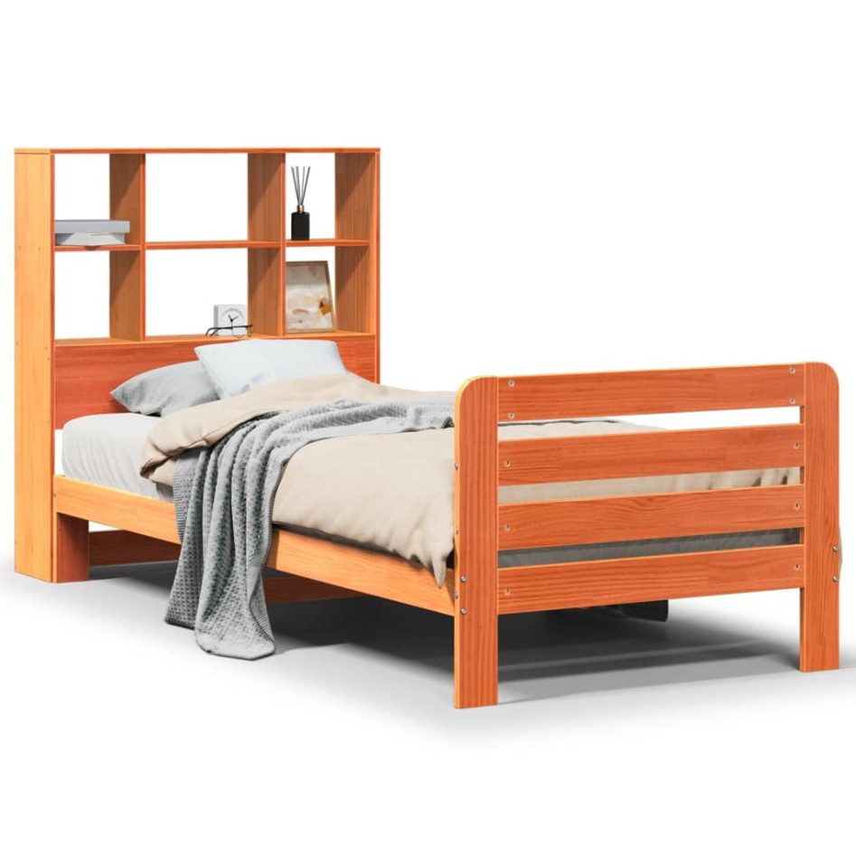 Estructura de cama sin colchón madera maciza marrón 75x190