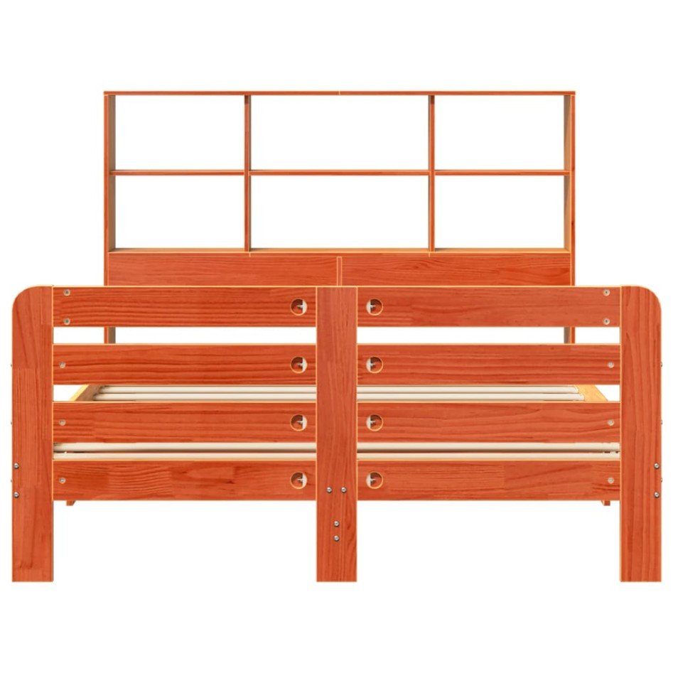 Estructura de cama sin colchón madera maciza marrón 135x190