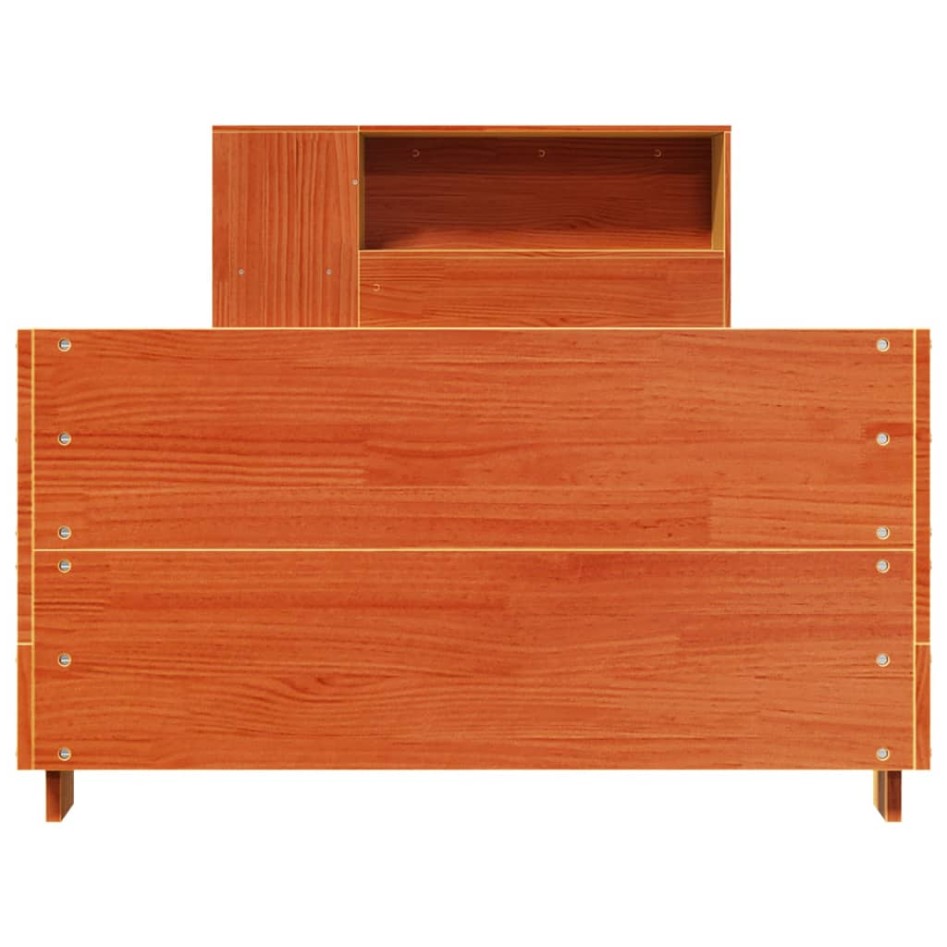 Cama sin colchón madera maciza de pino marrón cera 100x200