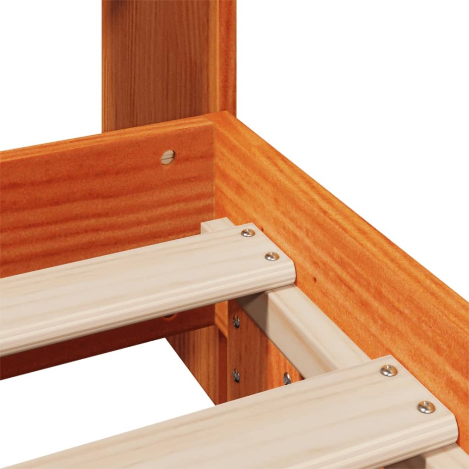 Cama sin colchón madera maciza de pino marrón cera 100x200