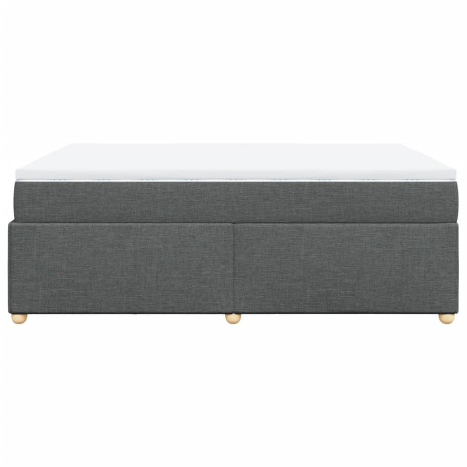Cama box spring con colchón tela gris oscuro 140x190