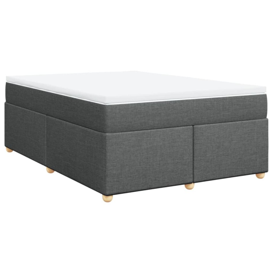 Cama box spring con colchón tela gris oscuro 140x190
