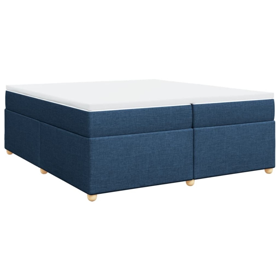 Cama box spring con colchón tela azul 200x200