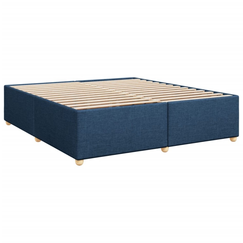 Cama box spring con colchón tela azul 200x200