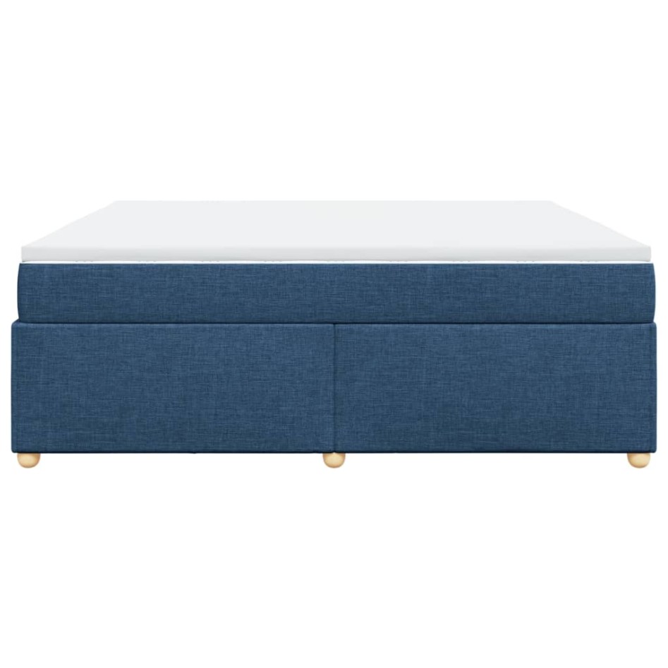 Cama box spring con colchón tela azul 200x200