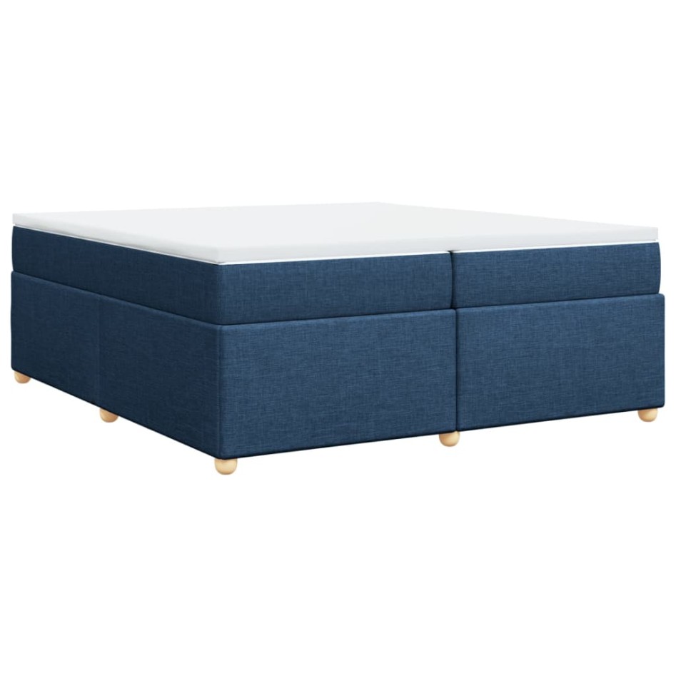 Cama box spring con colchón tela azul 200x200