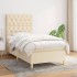 Cama box spring con colchón tela color crema 80x200