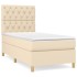 Cama box spring con colchón tela color crema 80x200