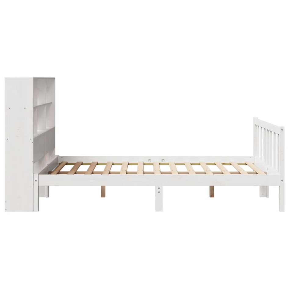 Cama con estantería sin colchón madera maciza blanca 135x190